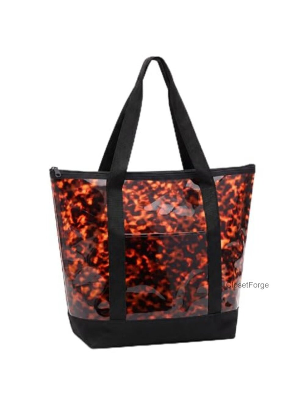 Clear PVC Tote Bag with Zipper, Security Approved, Waterproof Travel Beach